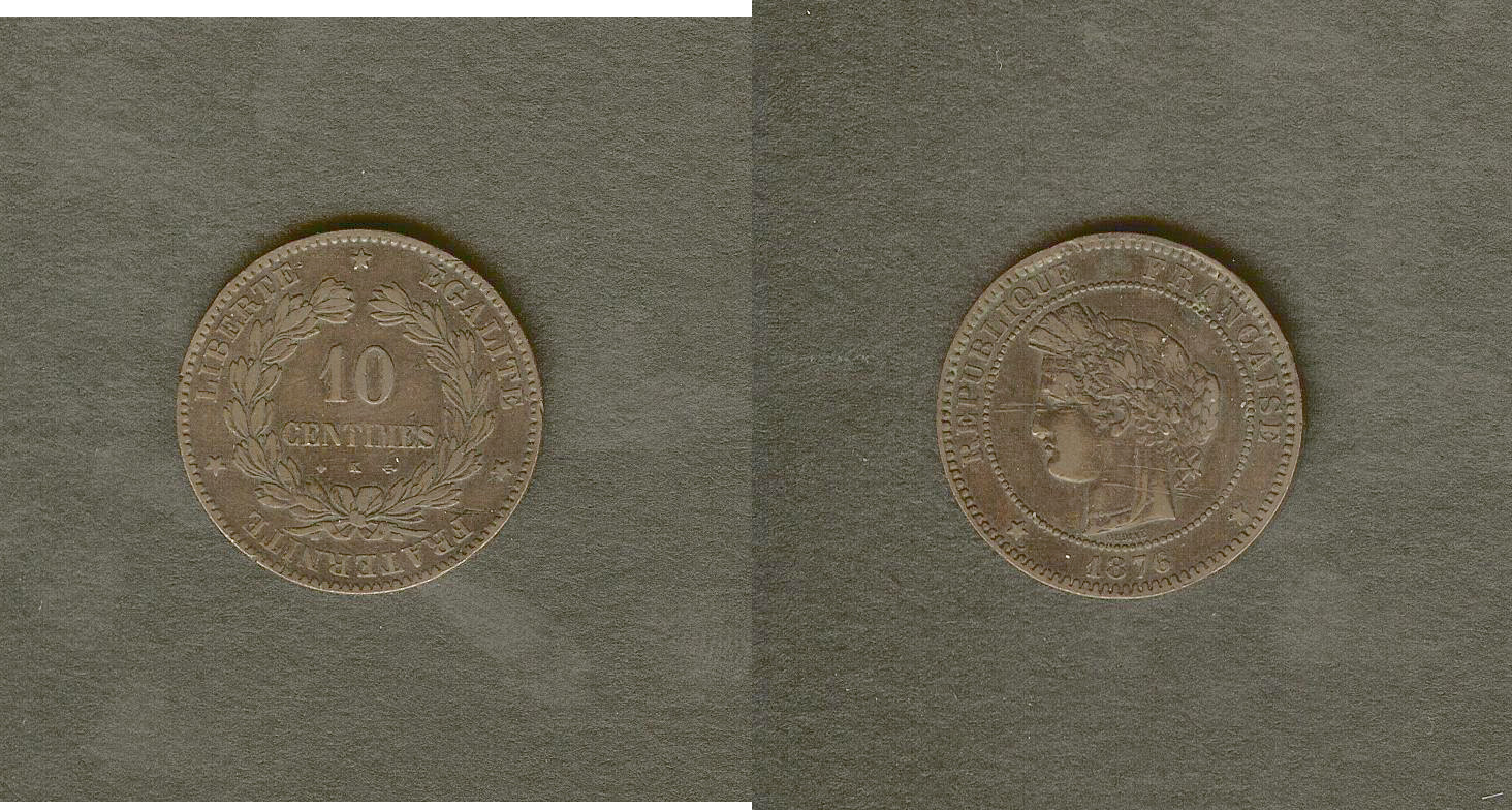 10 centimes Ceres 1876K gVF